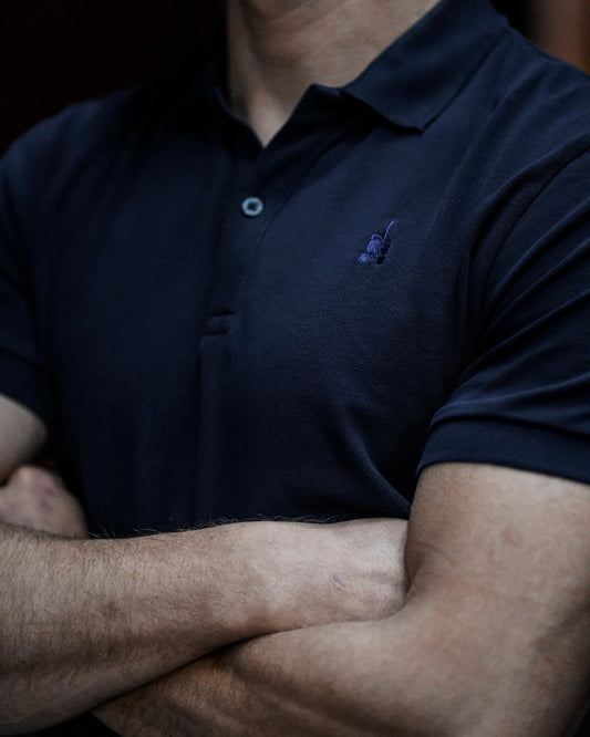 Polo Shirt - Navy Blue mit Stick Logo