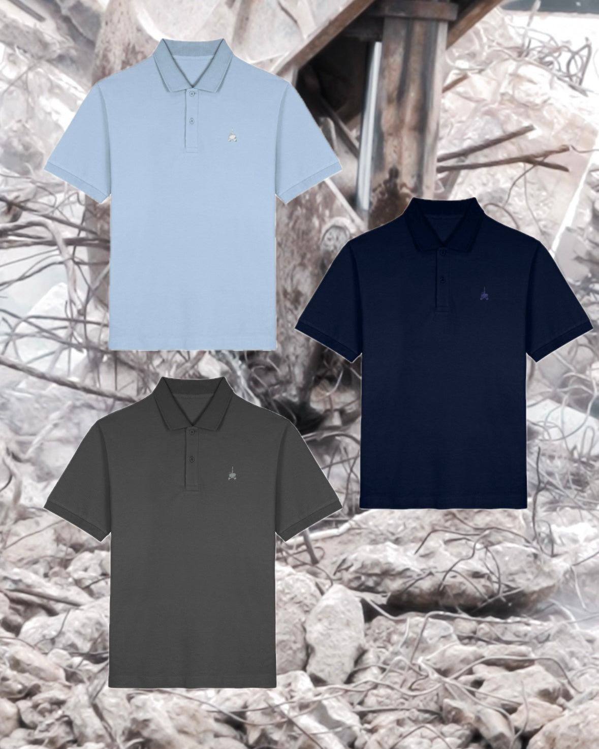 Polo Shirt - Navy Blue mit Stick Logo