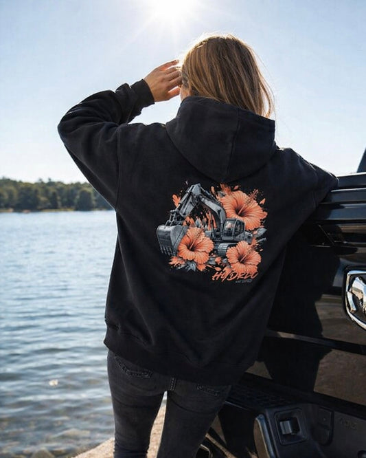 HYDRLC Hibiskus Hoodie - Schwarz